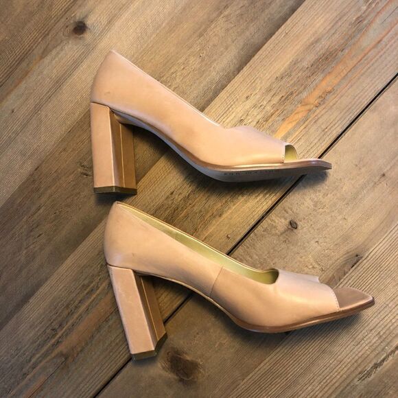 Ann Marino Uptown Nude Vachetta Leather Pumps Size 9 - Picture 7 of 11